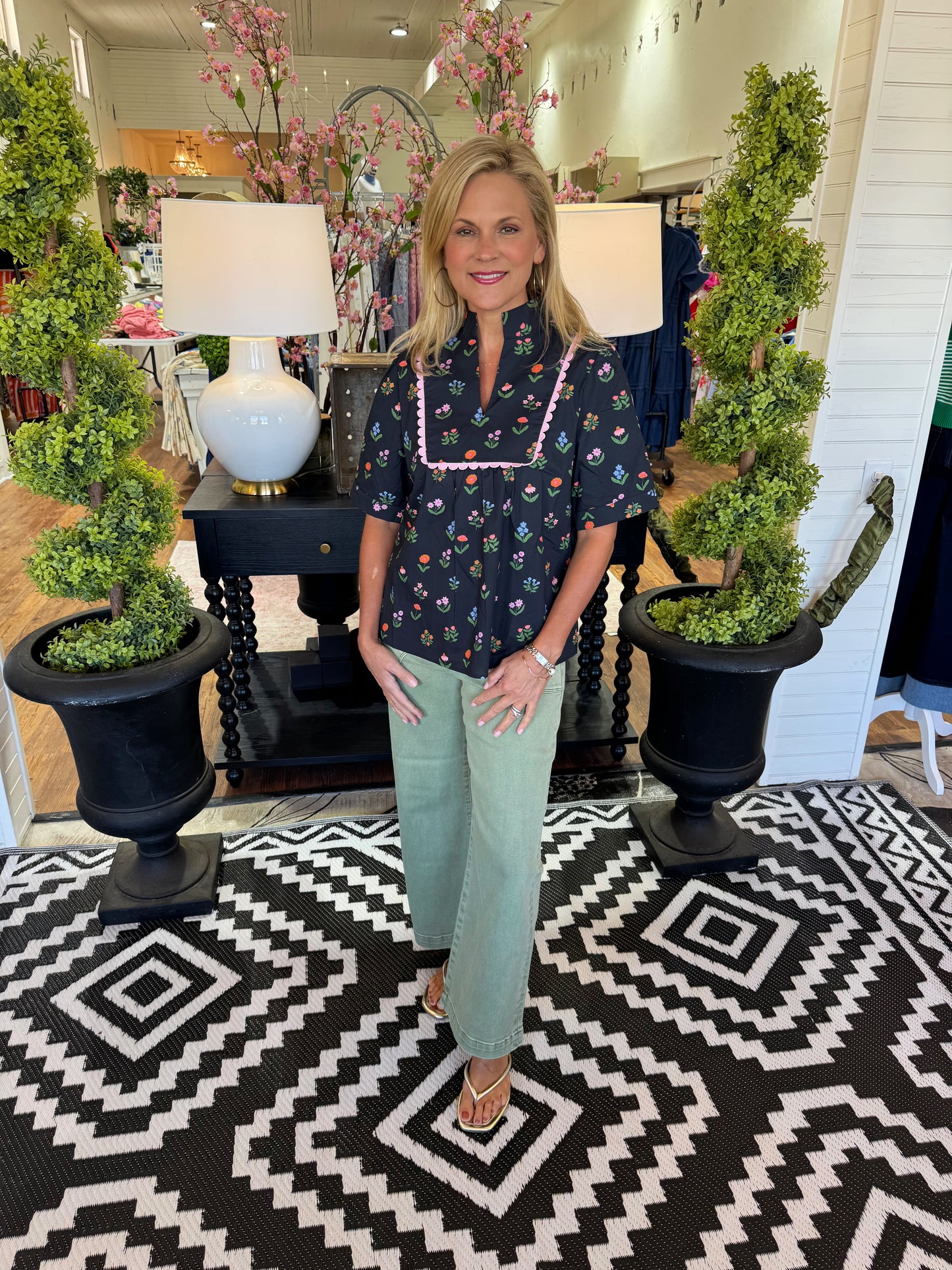 Super High Wide Cropped Pant - Faded Green