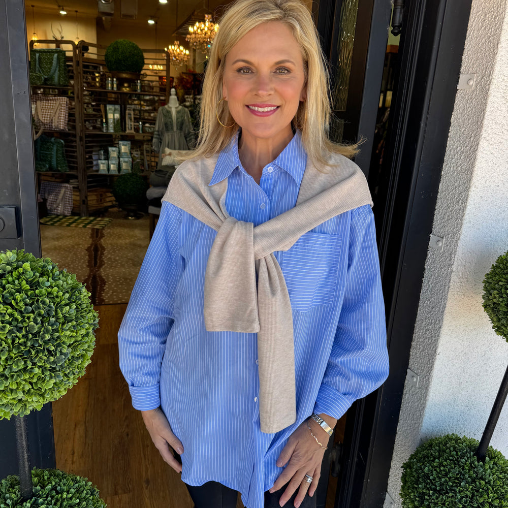 Reece Button Up Top - Chambray