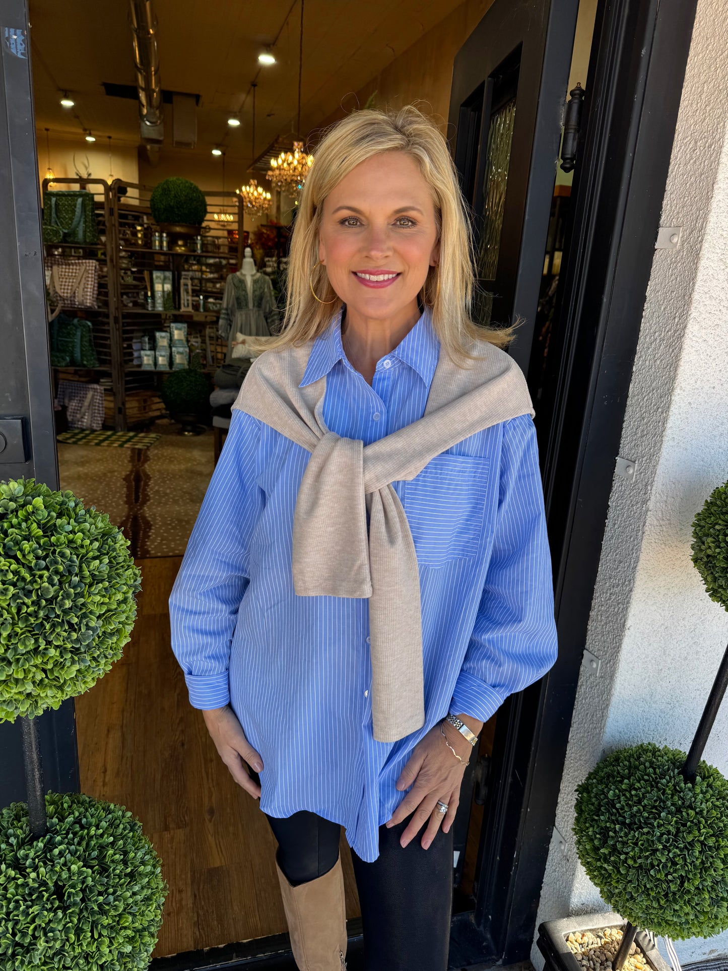 Reece Button Up Top - Chambray