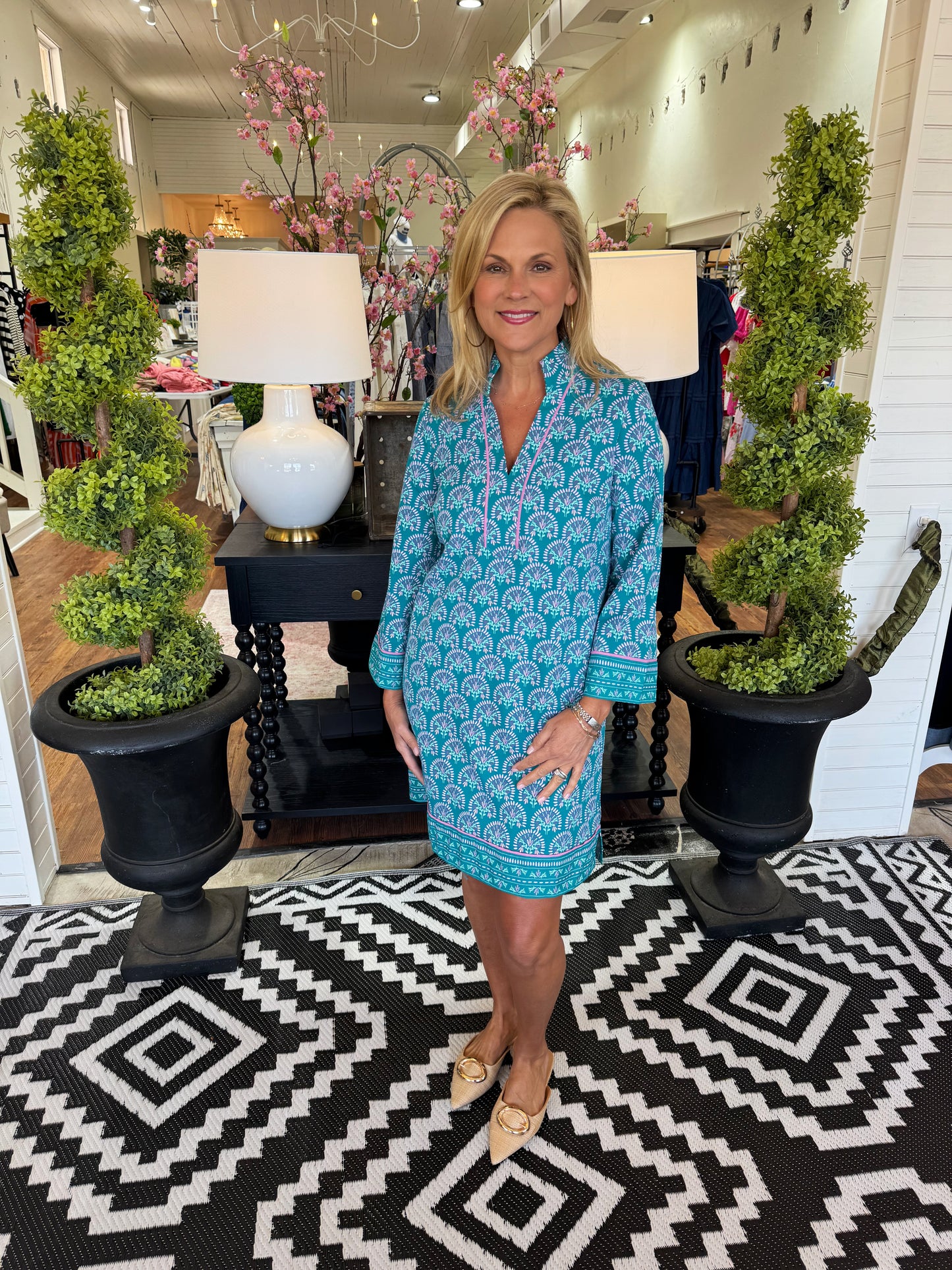 Mary Square Brenda Sunshower Flora Ocean Dress