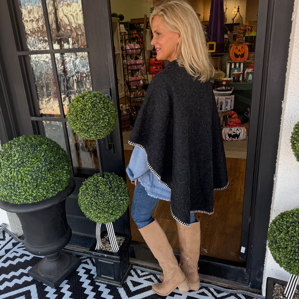 
                  
                    Hayword Blanket Poncho - Black
                  
                