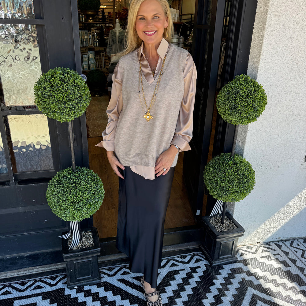 Payton Satin Skirt - Black