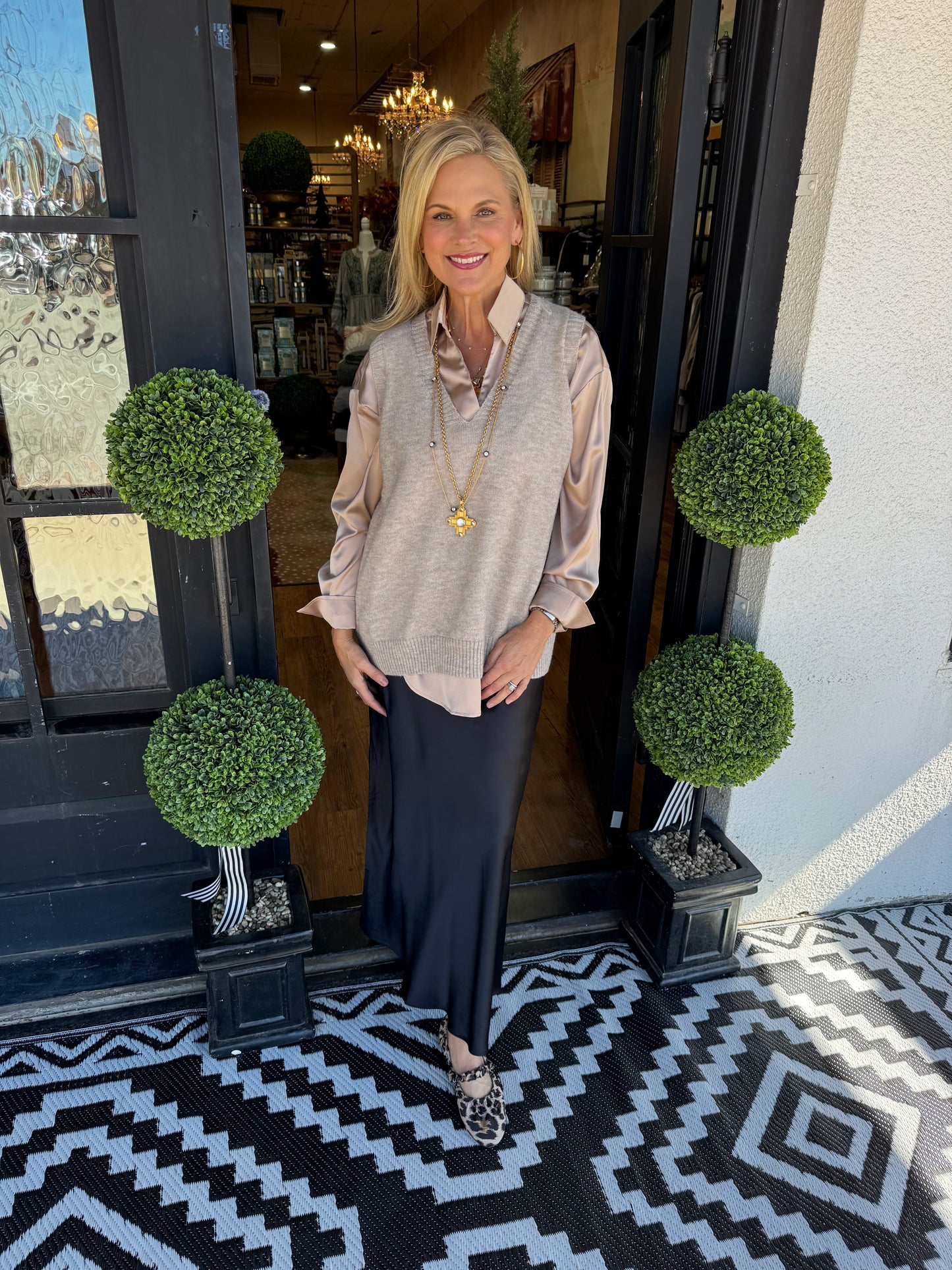 Payton Satin Skirt - Black