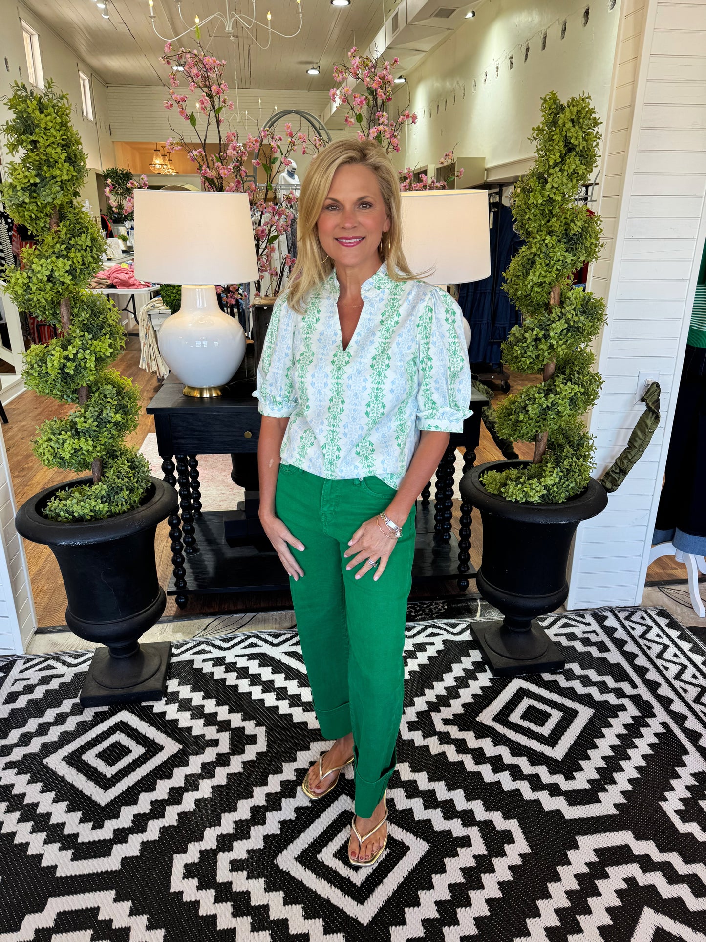 Mary Square Colette Heirloom Vine Top - Green