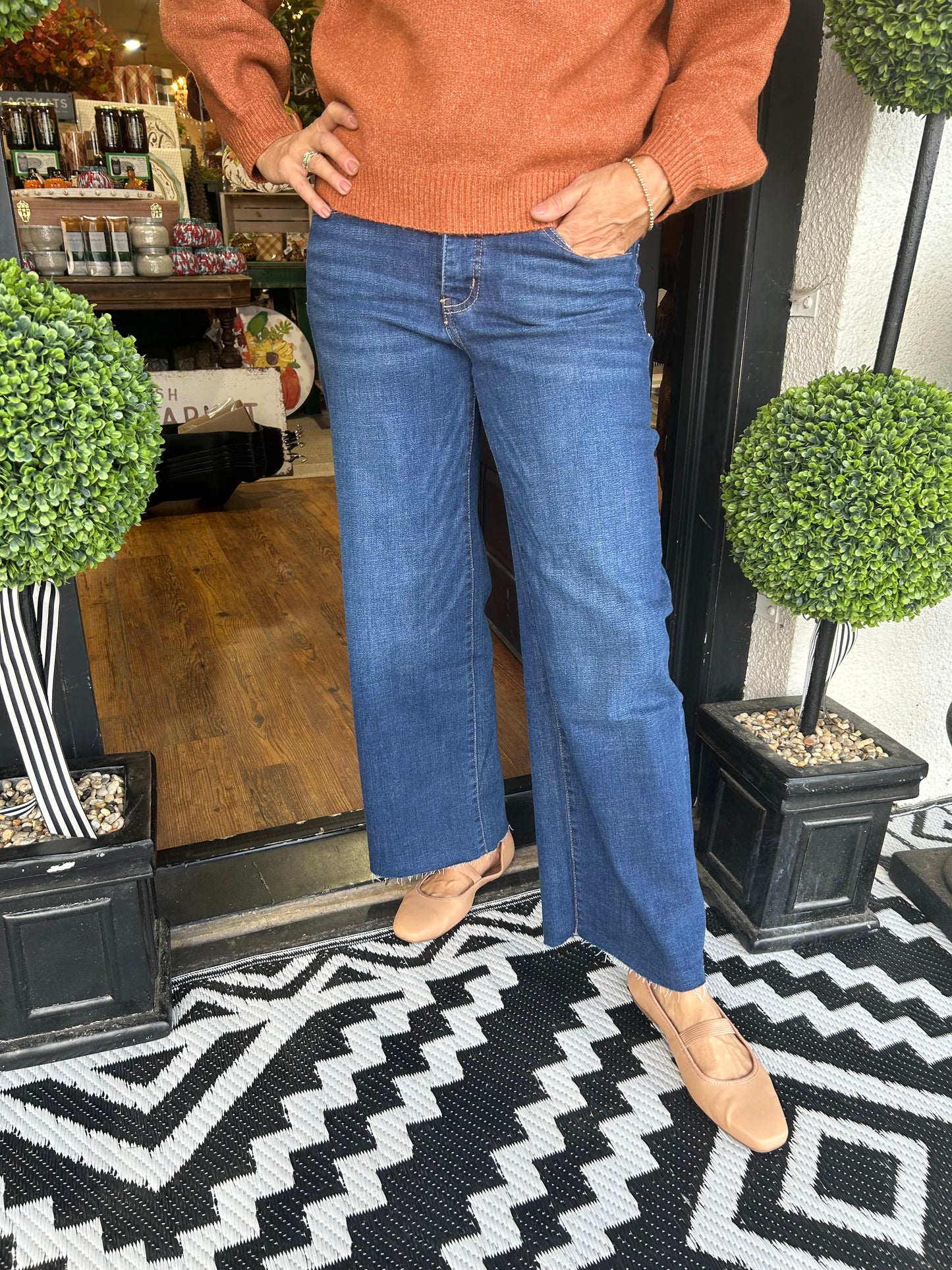 Tummy Control Mid Rise Wide Leg Jean