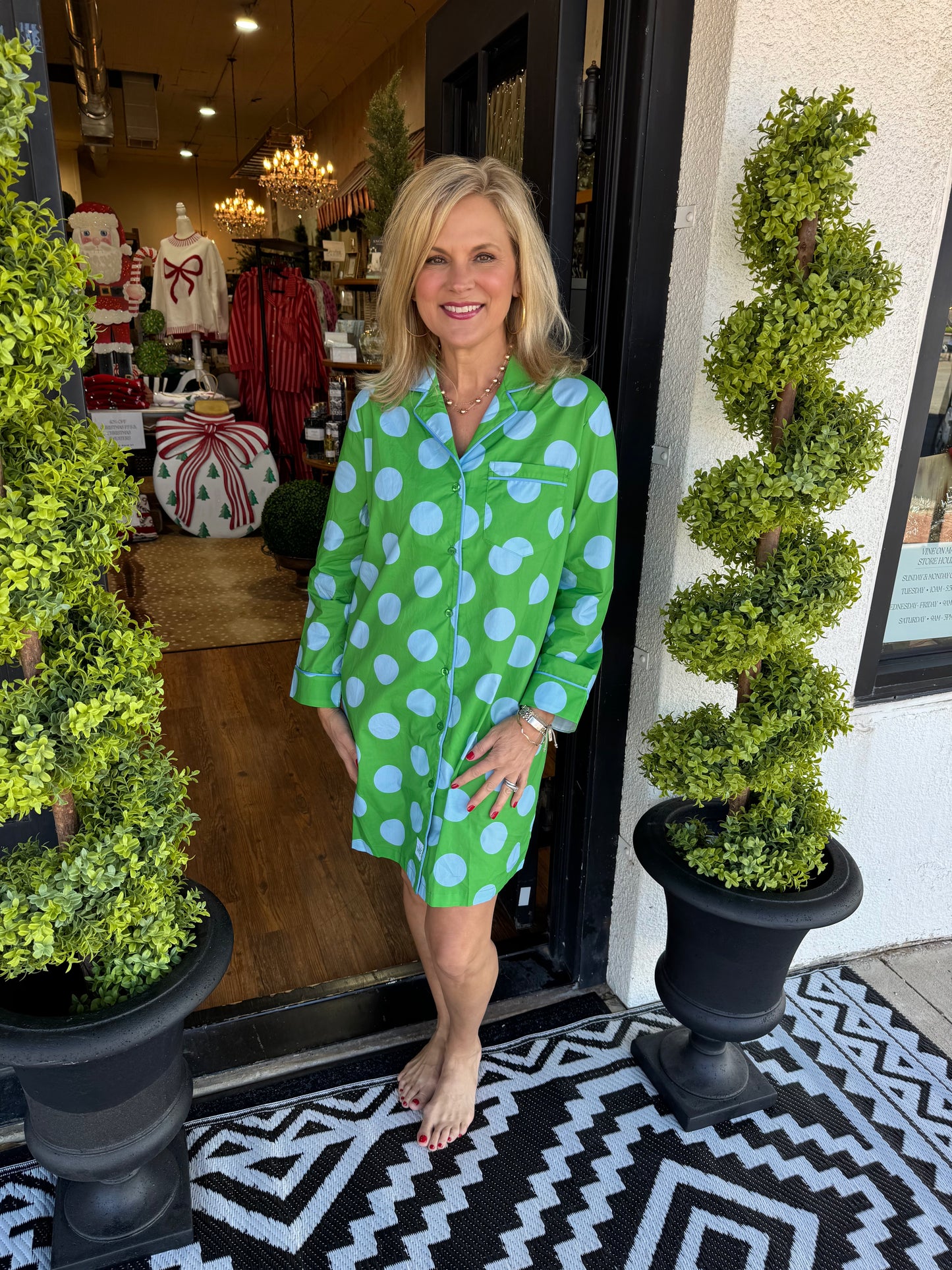 Carli Polka Dot Sleep Shirt - Green/Blue