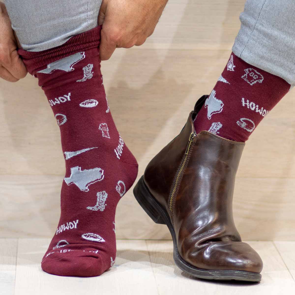 Men's Texas Maroon Pride Socks