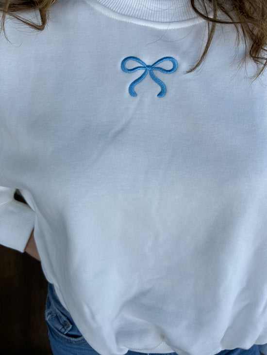 Alanna Blue Bow Tie Sweatshirt