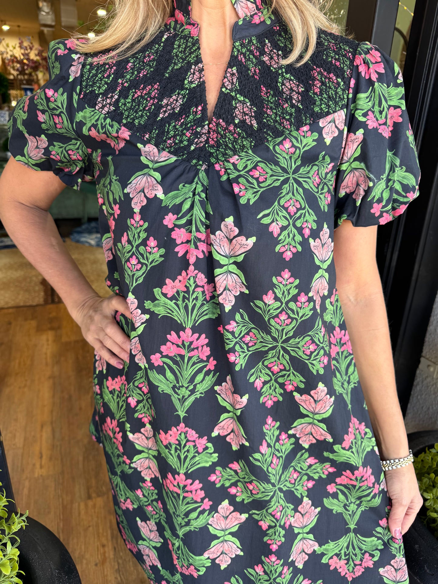 Maren Dress - Black/Pink