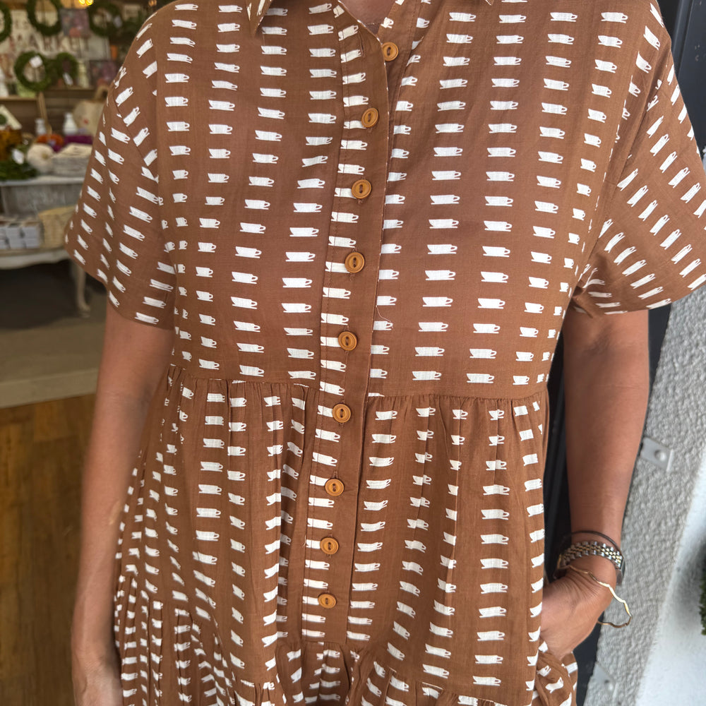 Uncle Frank Coffee Print Romper