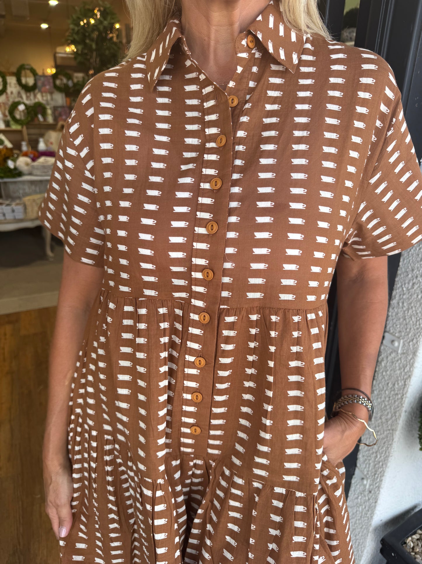 Uncle Frank Coffee Print Romper