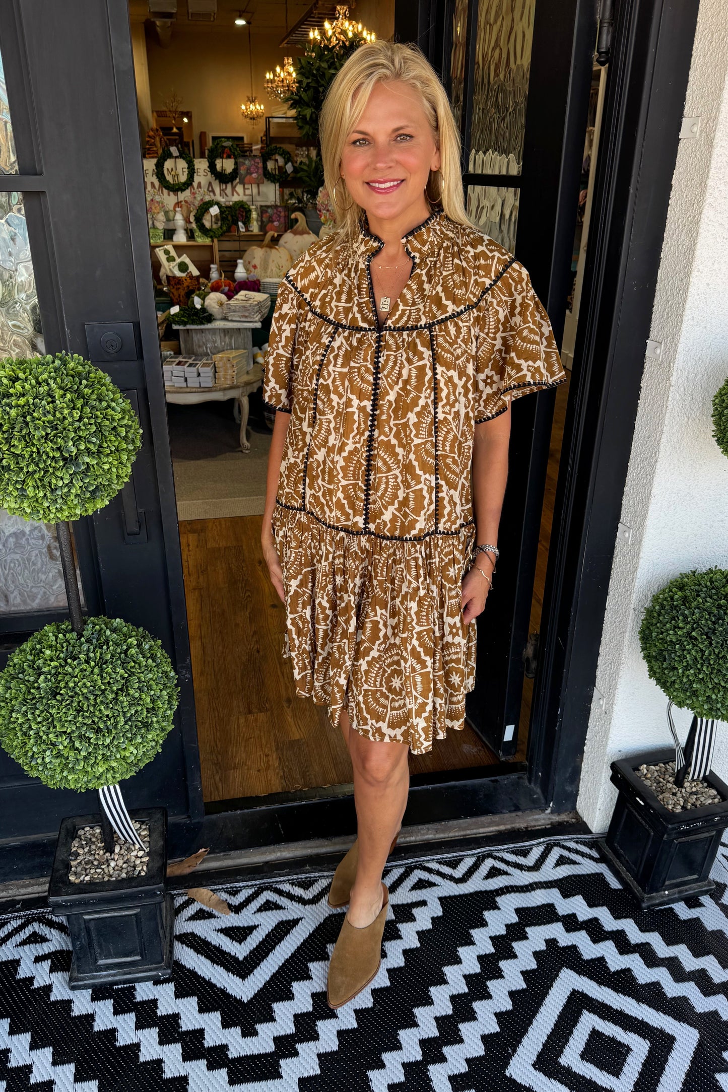 Uncle Frank Shell Stitched Trim Dress