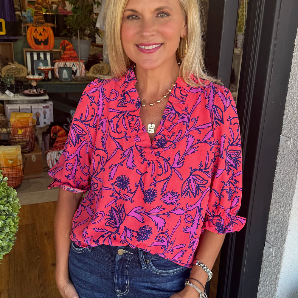 Julie Toile Tulip Coral Top