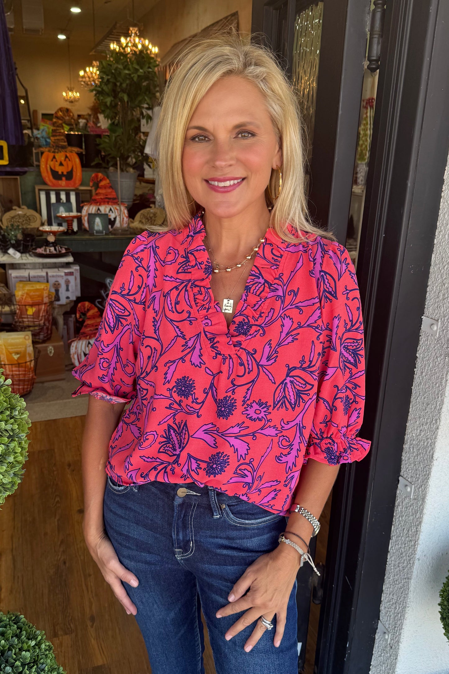 Julie Toile Tulip Coral Top