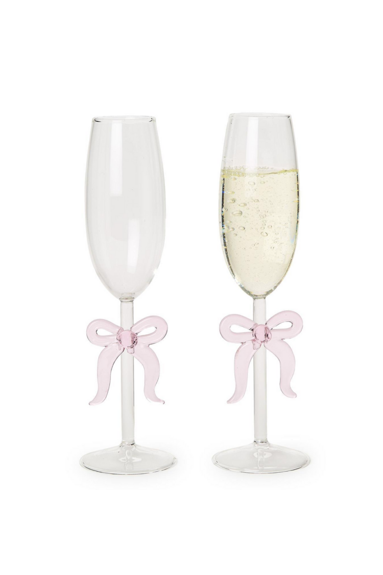 Pink Bow Champagne Glass