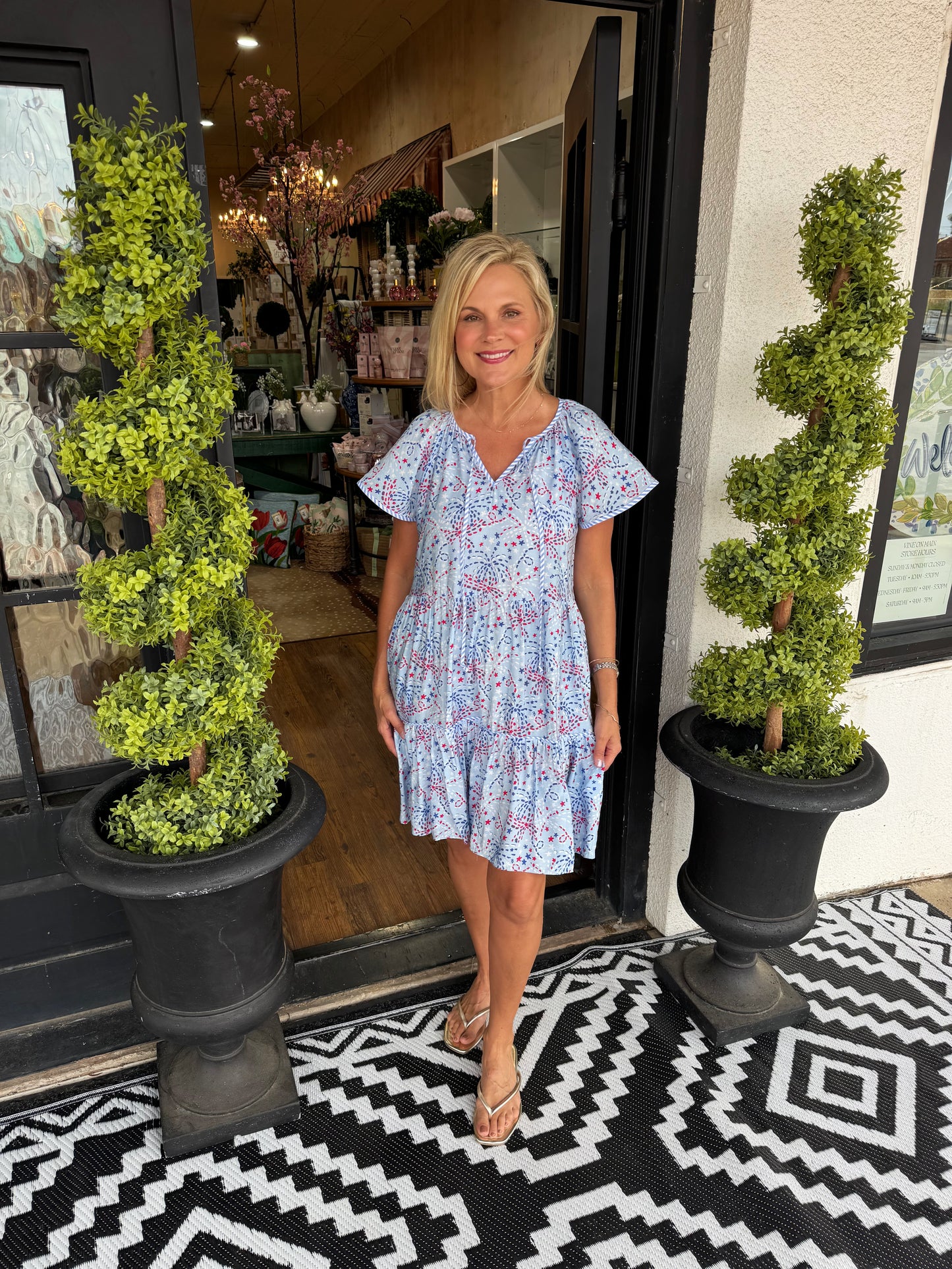 Mary Square Lillian Star Spangled Dress - Blue