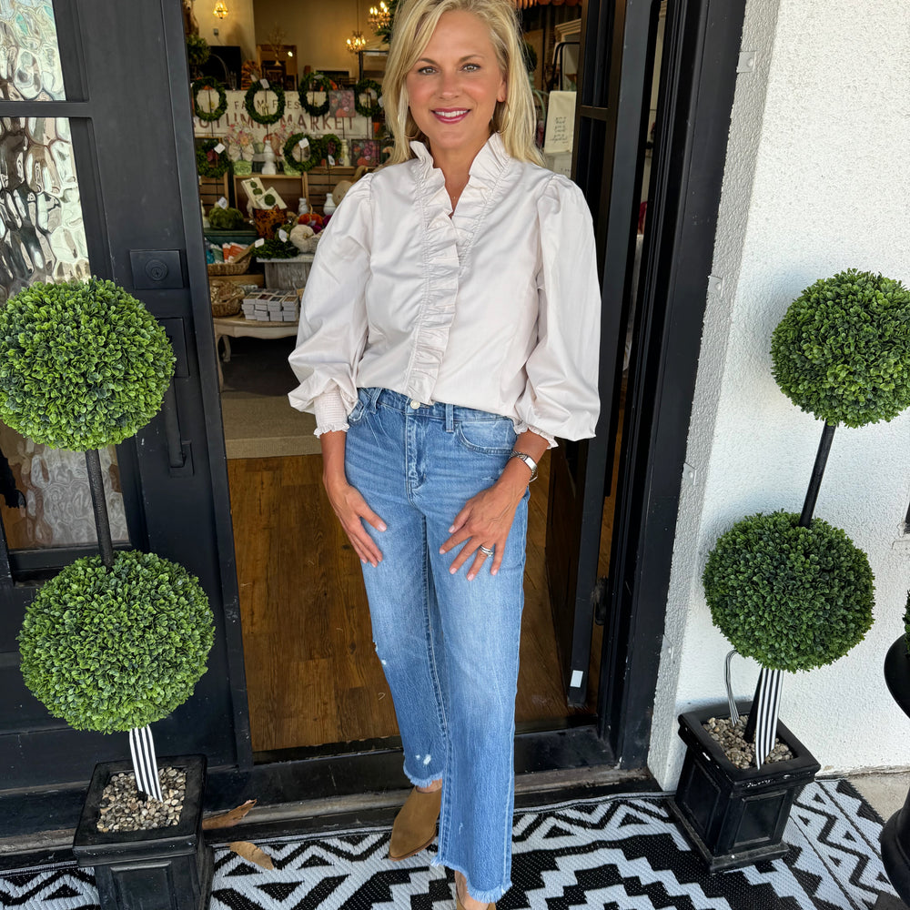 High Rise Crop Straight Jeans