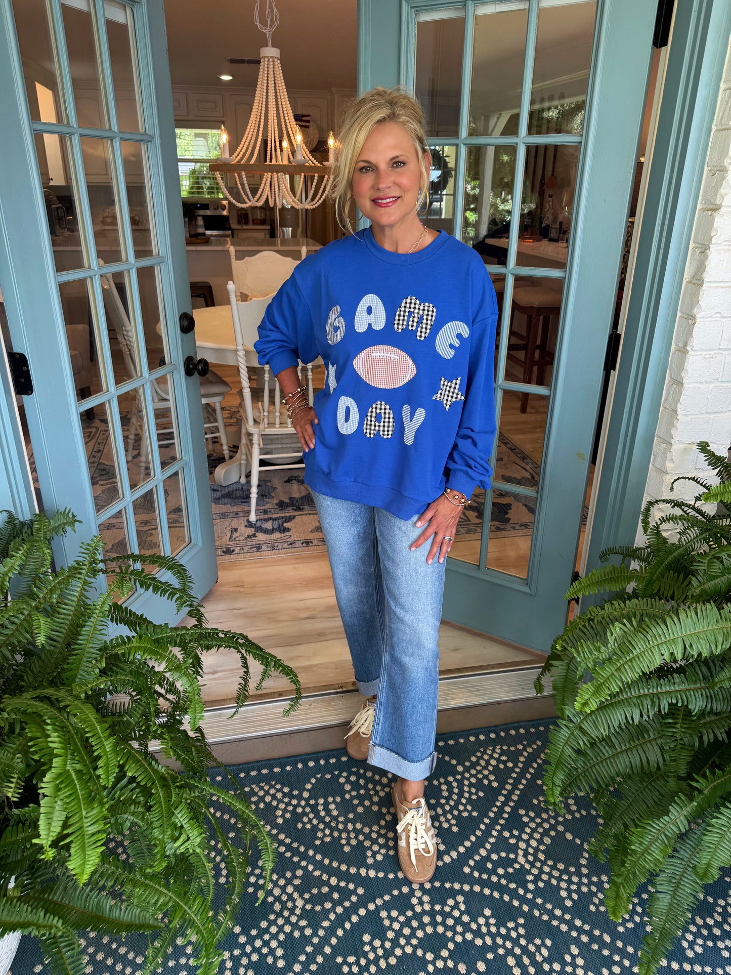 Stacey Crewneck Top-Blue