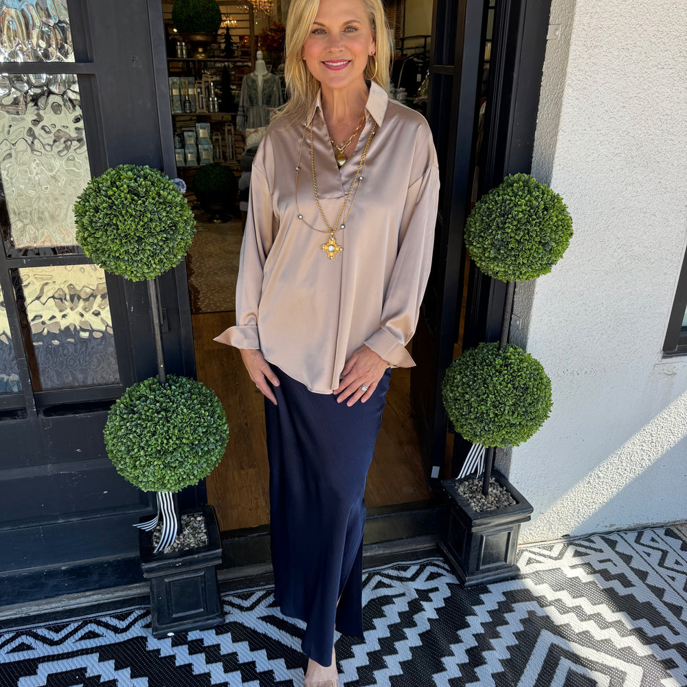 Cora Satin Top - Taupe