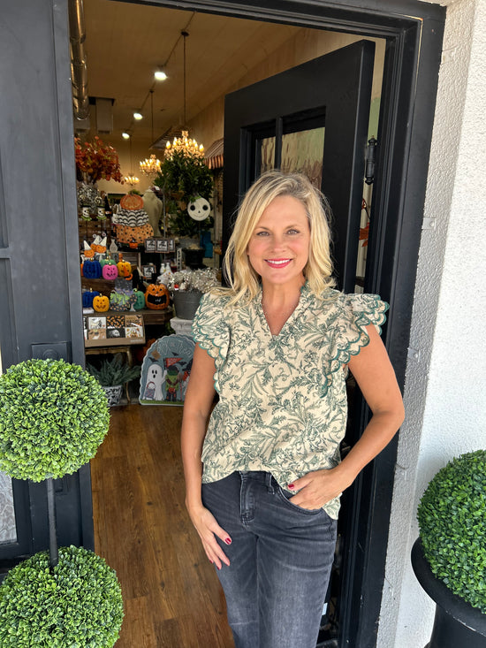 Sadie Green Floral Blouse