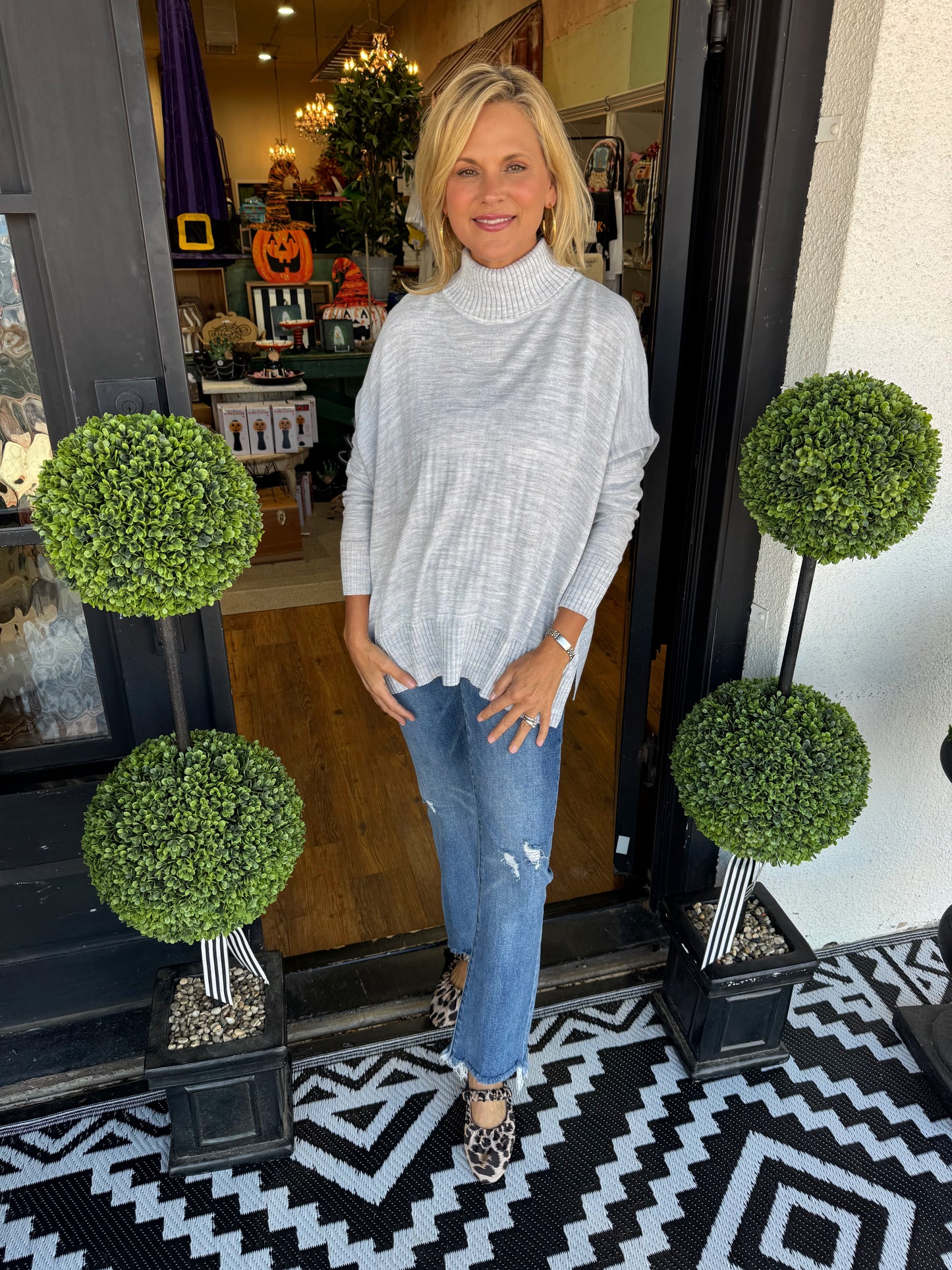 Catalina Turtleneck Sweater - Ash Grey