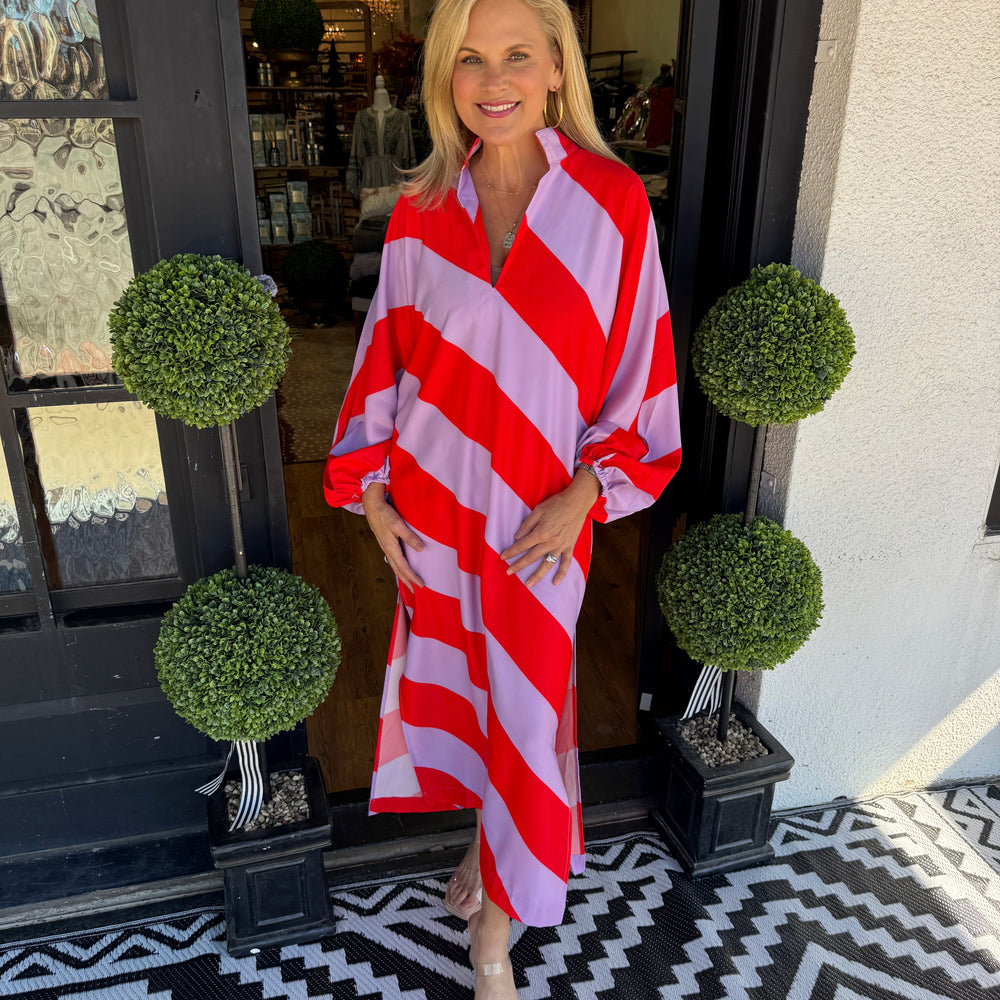 Brenda Dress - Lavender/Red