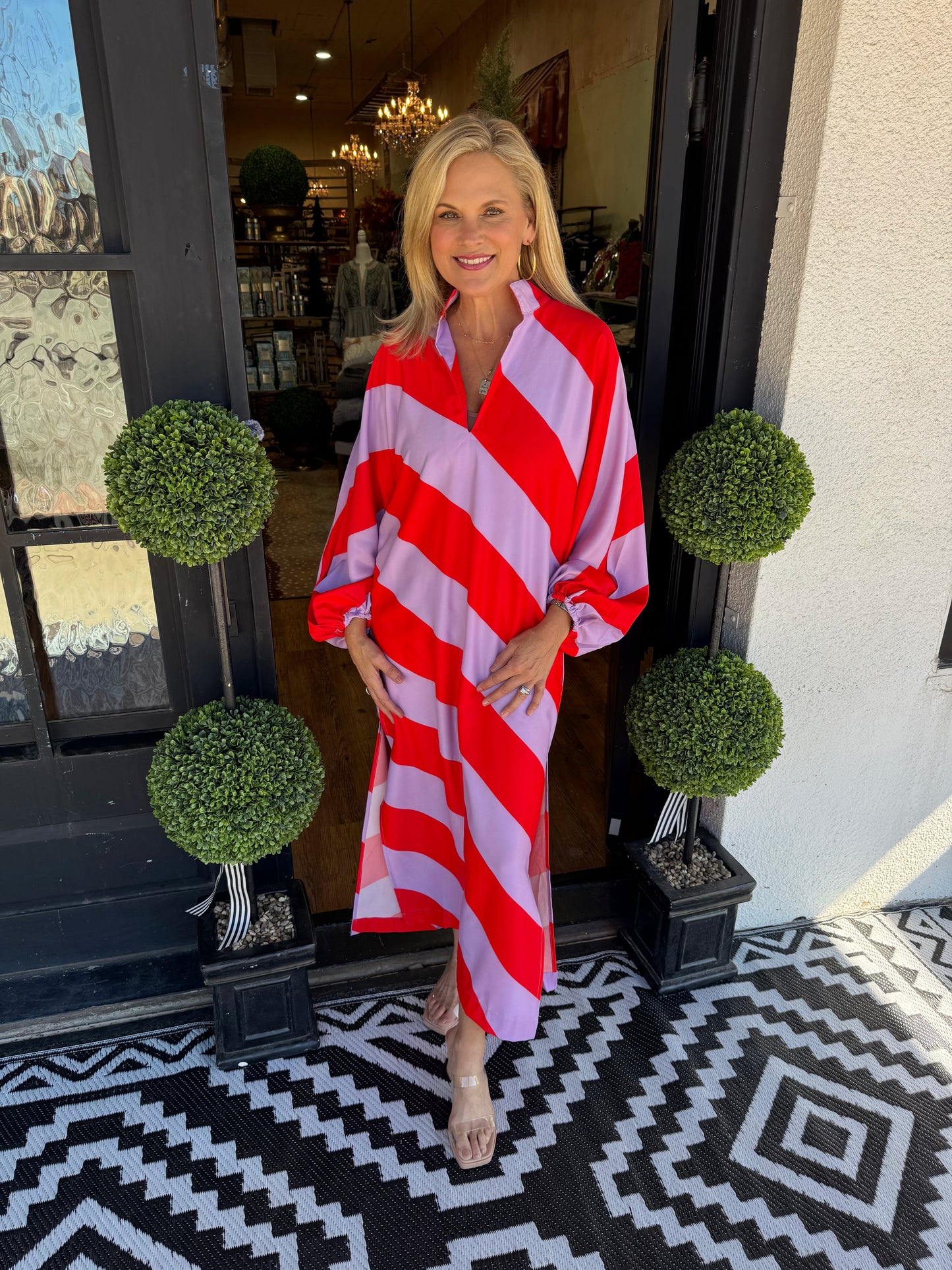 Brenda Dress - Lavender/Red