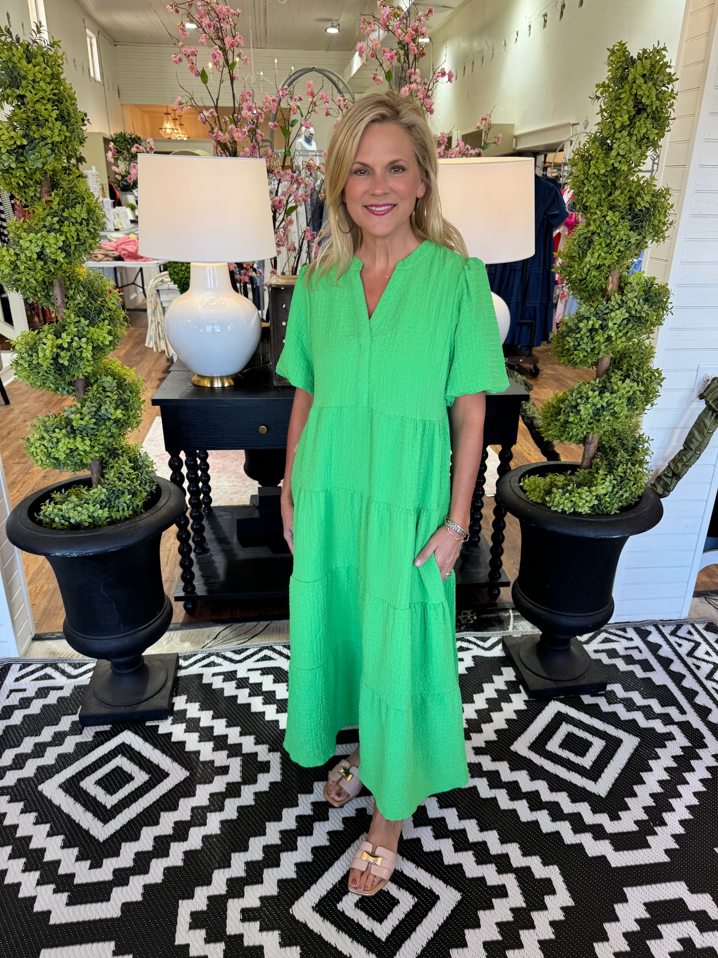 Mary Square Kinsley Dress-Green