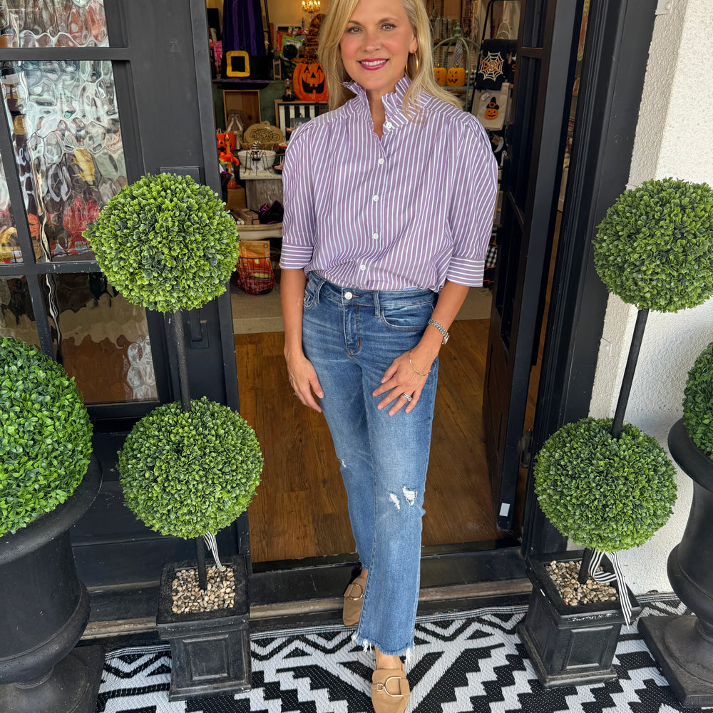 Nina Pinstripe Top - Purple