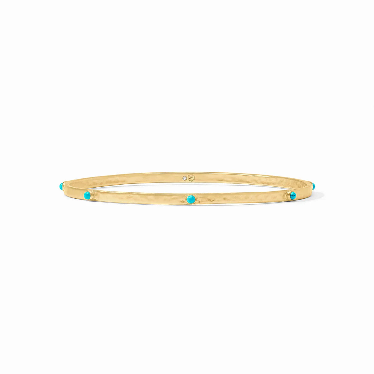 Crescent Stone Bangle - Gold - Turquoise Blue - M