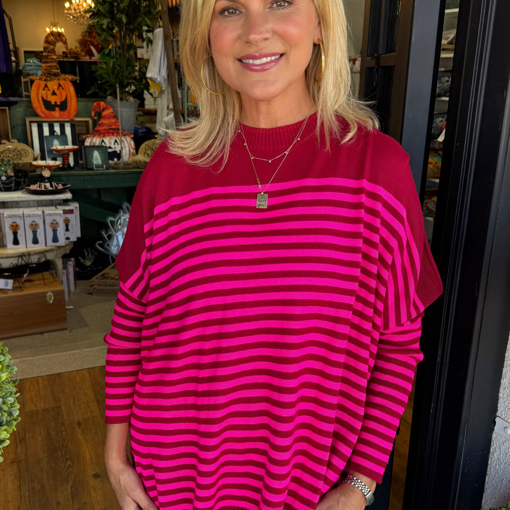 Catalina Modern Crew Sweater - Burgundy/Lipstick