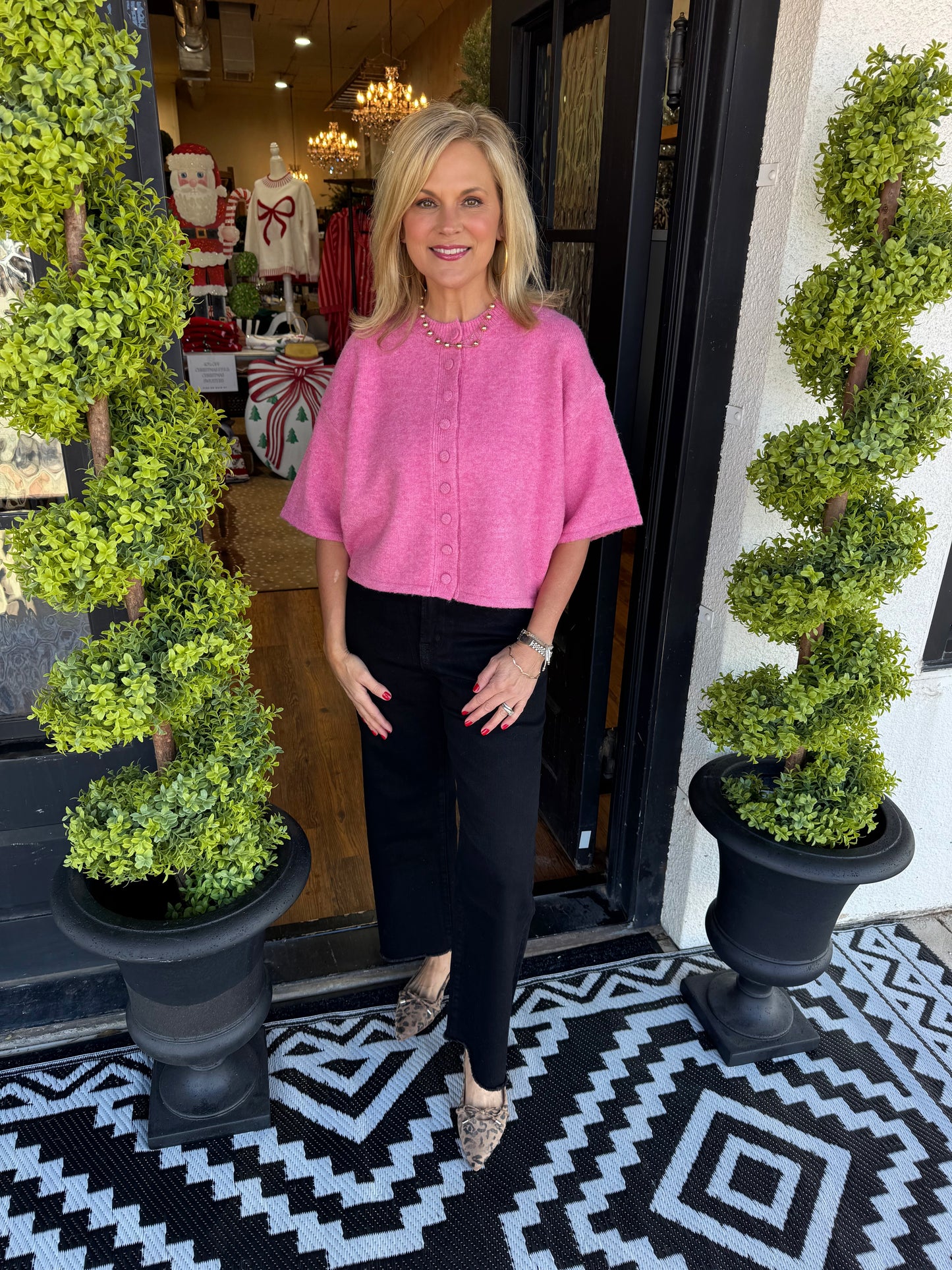 Khloe Sweater Top - Pink