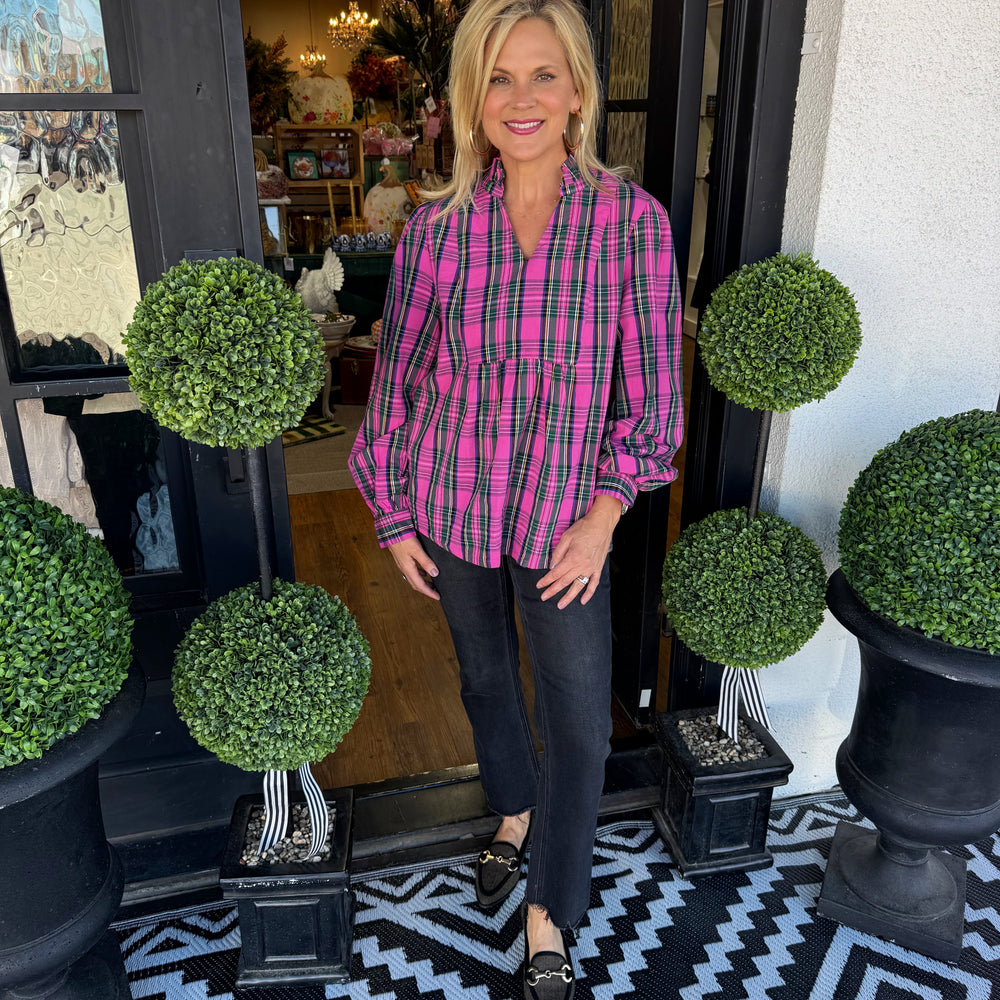 Mitzy Plaid Top - Pink