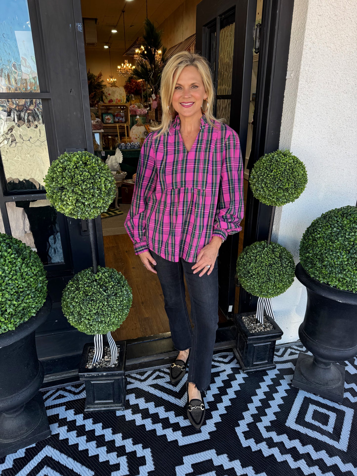 Mitzy Plaid Top - Pink