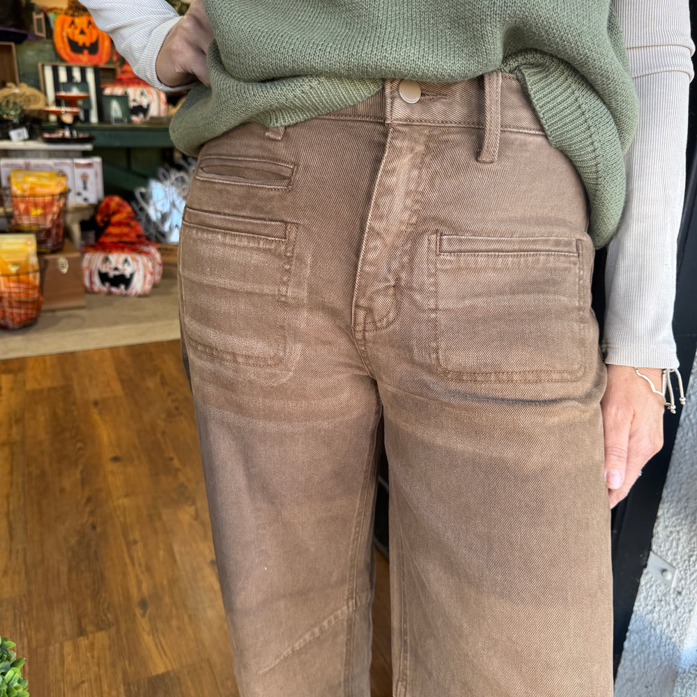 High Rise Barrel Jean - Coffee