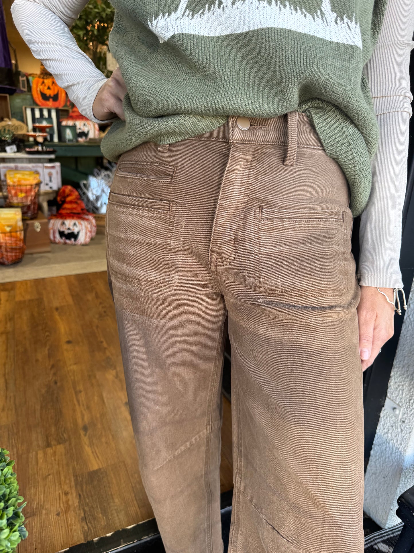 High Rise Barrel Jean - Coffee