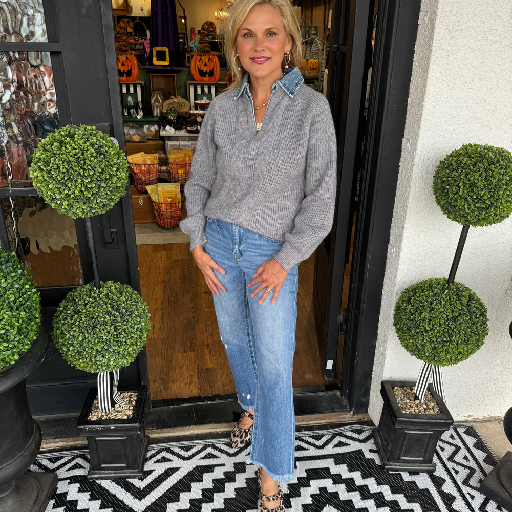 Miranda Top - Denim/Grey