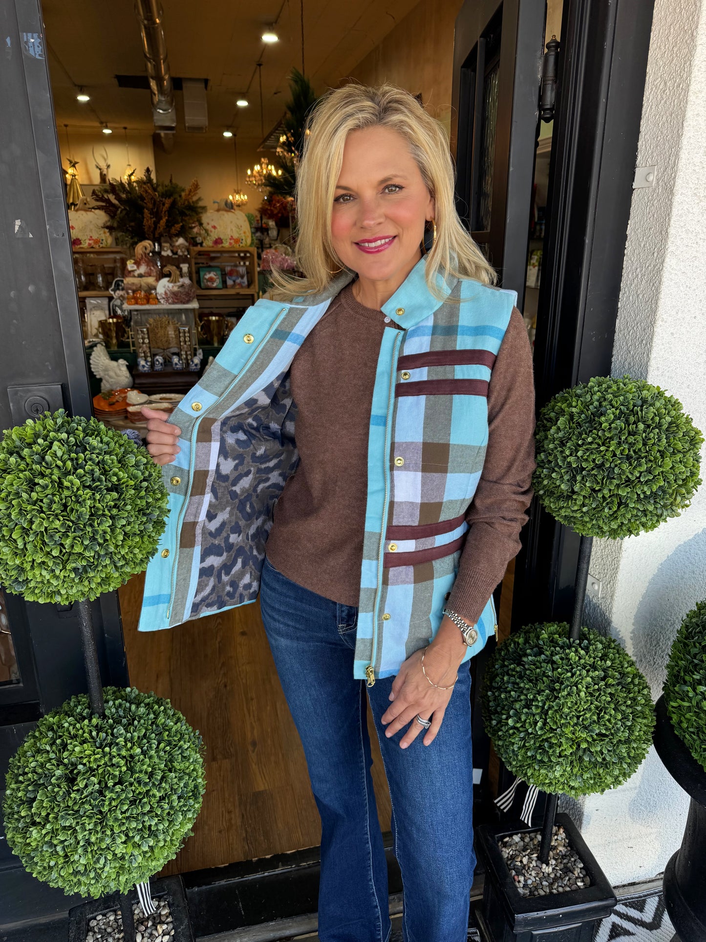 Dizzy Lizzie Vest Plaid Flannel