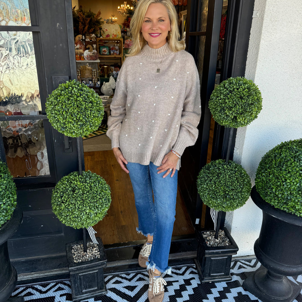 Novie Pom Pom Sweater - Tan