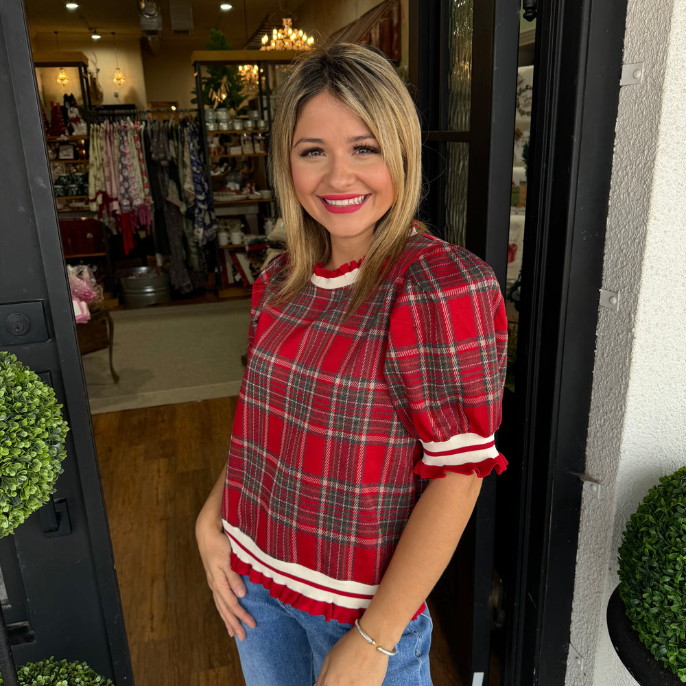 
                      
                        Kyla Plaid Top- Bright Red
                      
                    