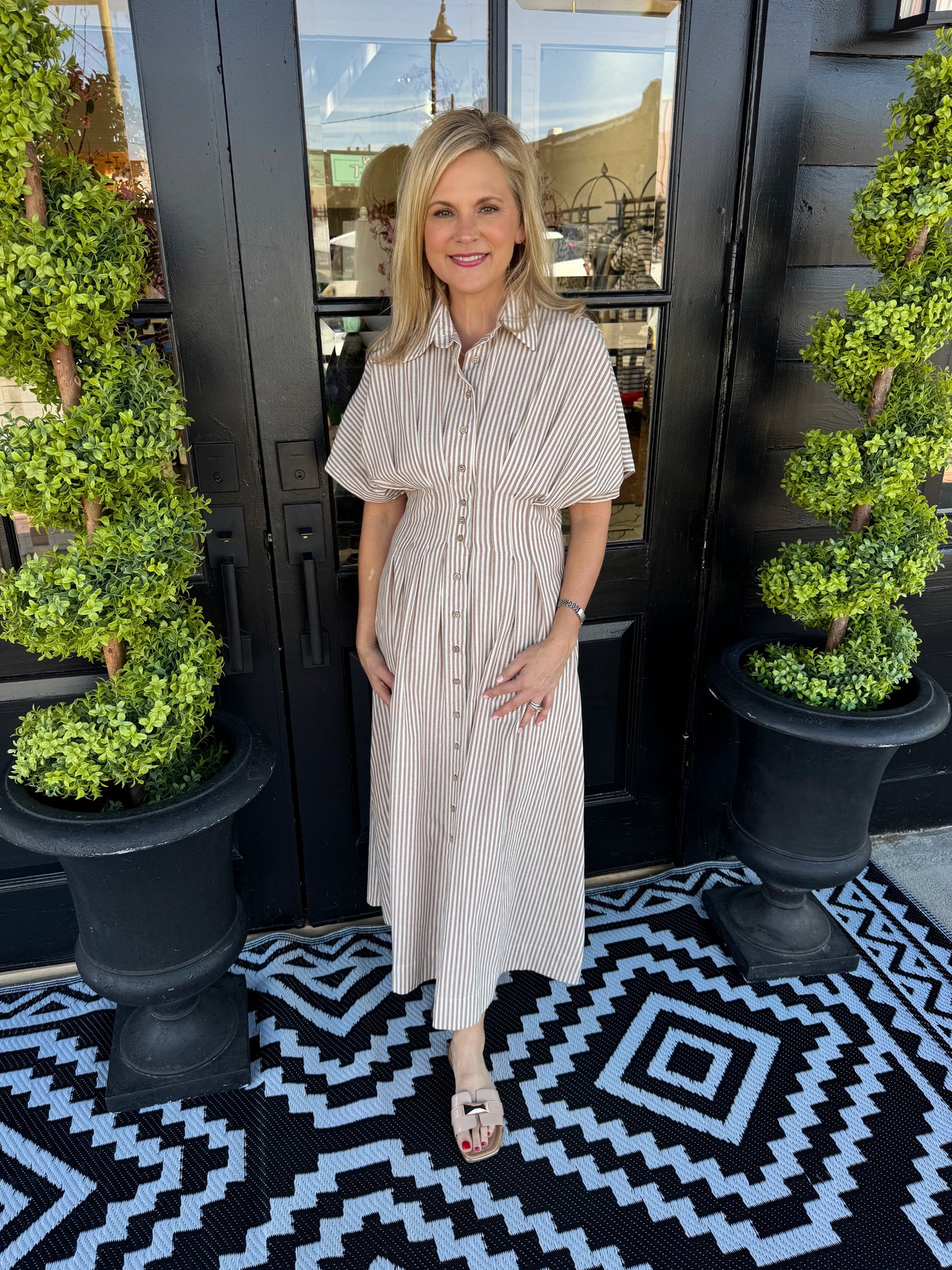 Beckham Dress - Brown Stripe