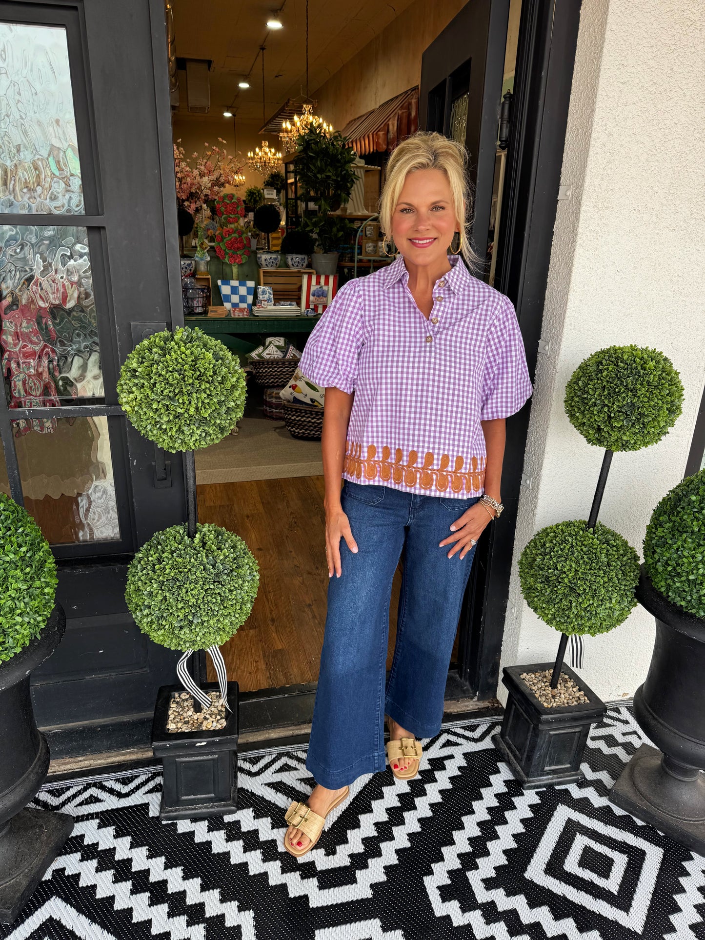 Ivy Jane Checked Border Popover Top