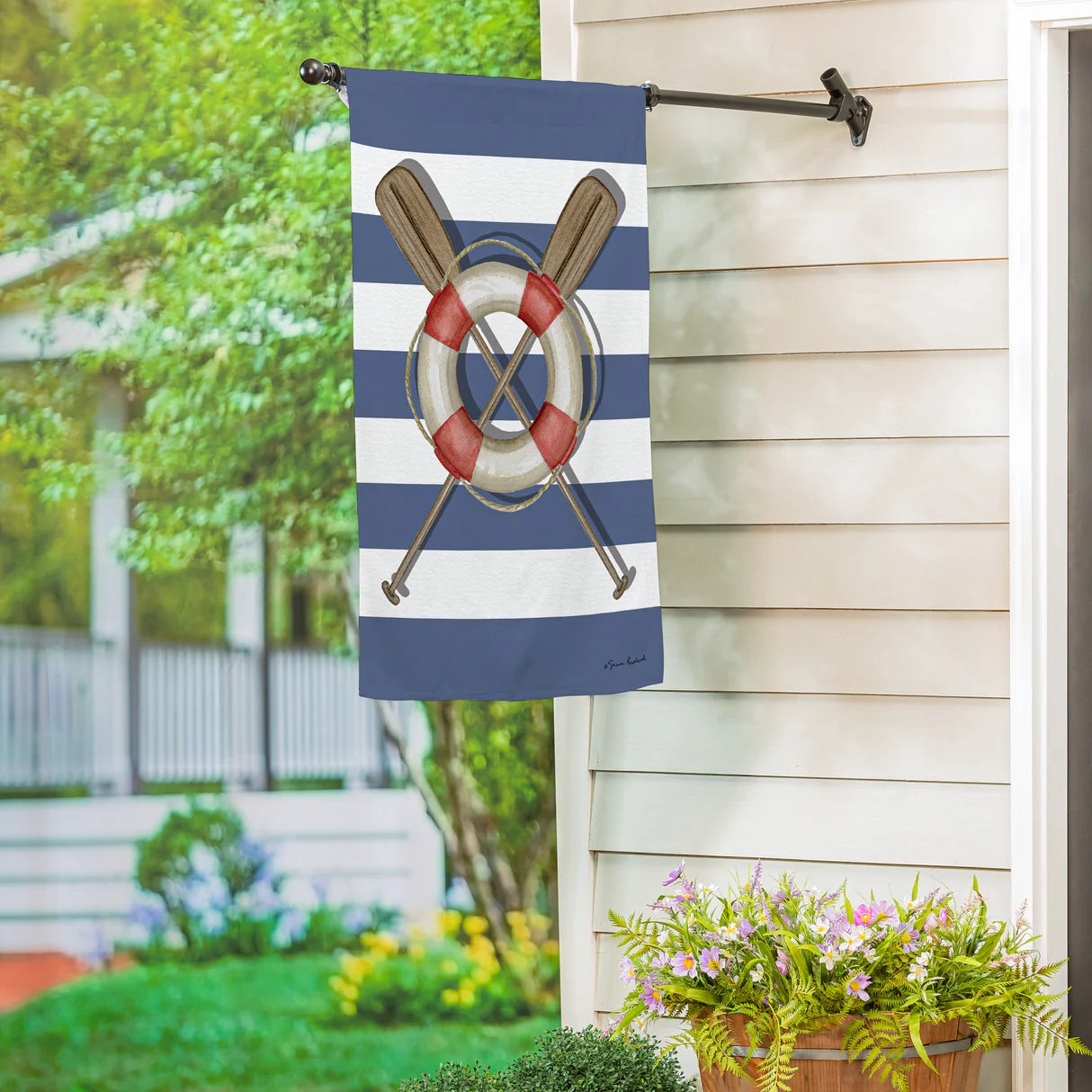 Oars & Canoe Front Back Suede Garden Flag