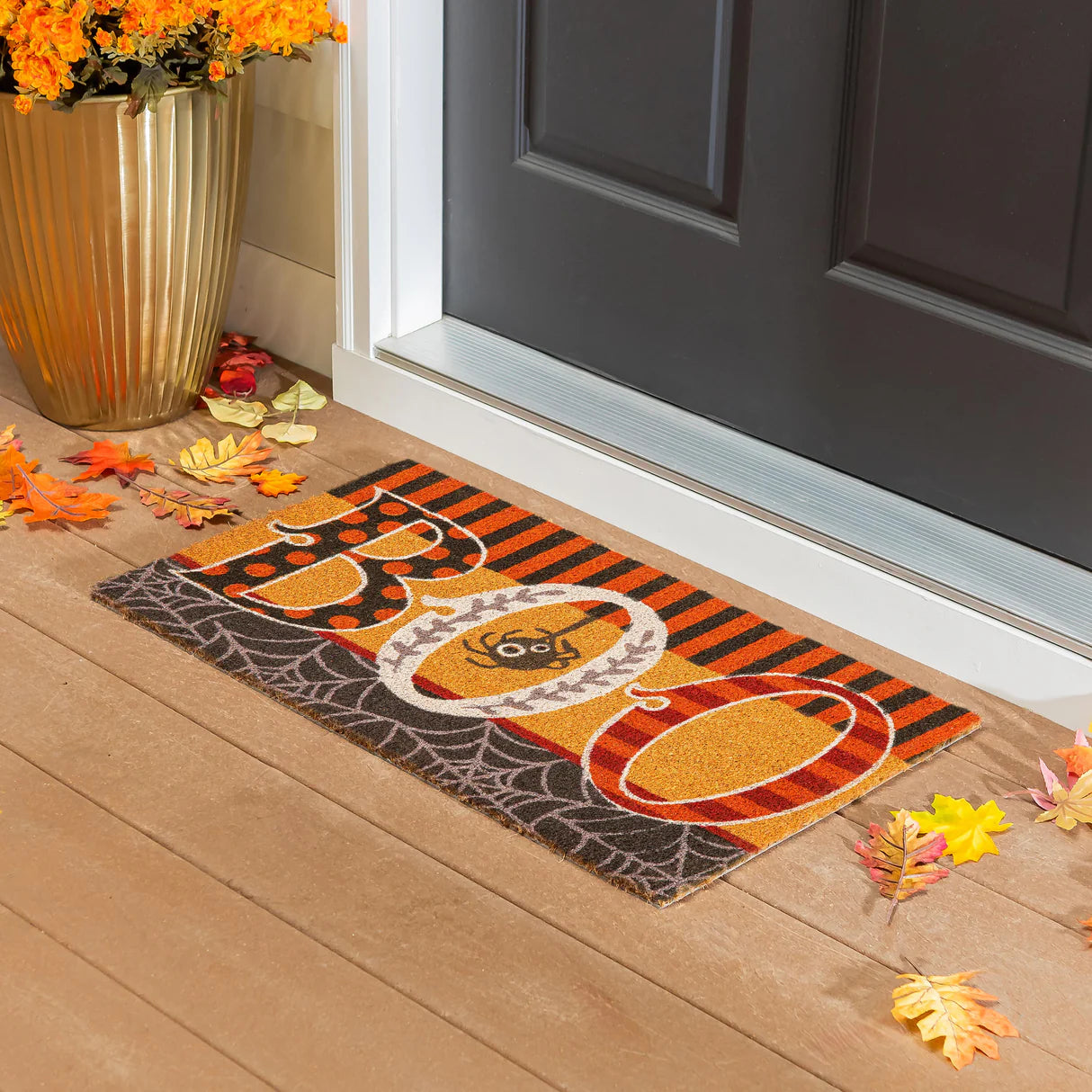 Polka Dots & Stripes Boo Coir Mat