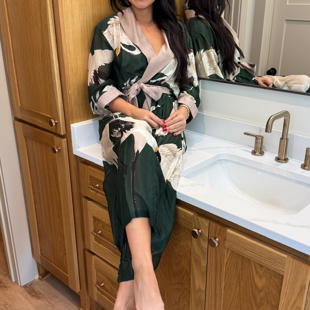 
                  
                    Heron Print Forest Green Robe
                  
                