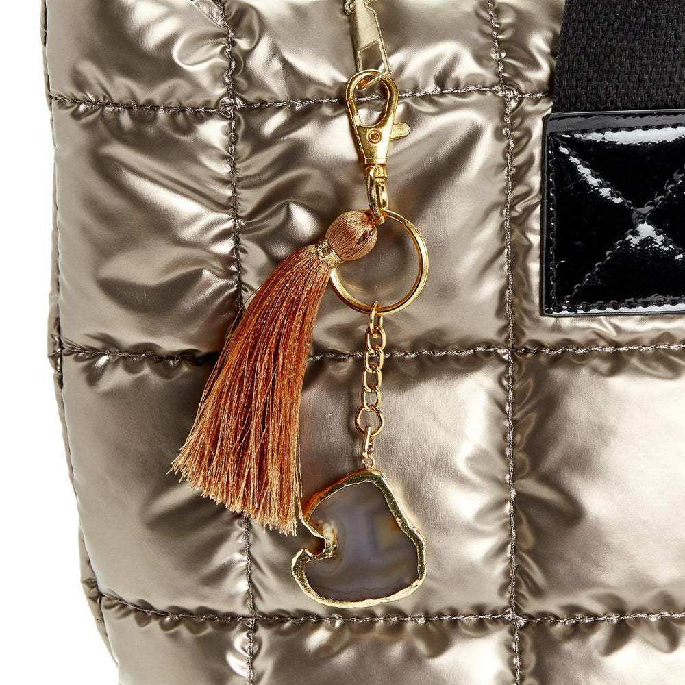 Agate Stone Key Chain Brown
