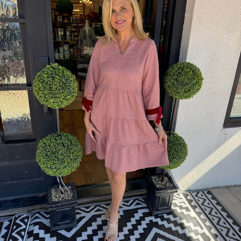 Ivy Jane Tiered Knit Dress W/ Bow