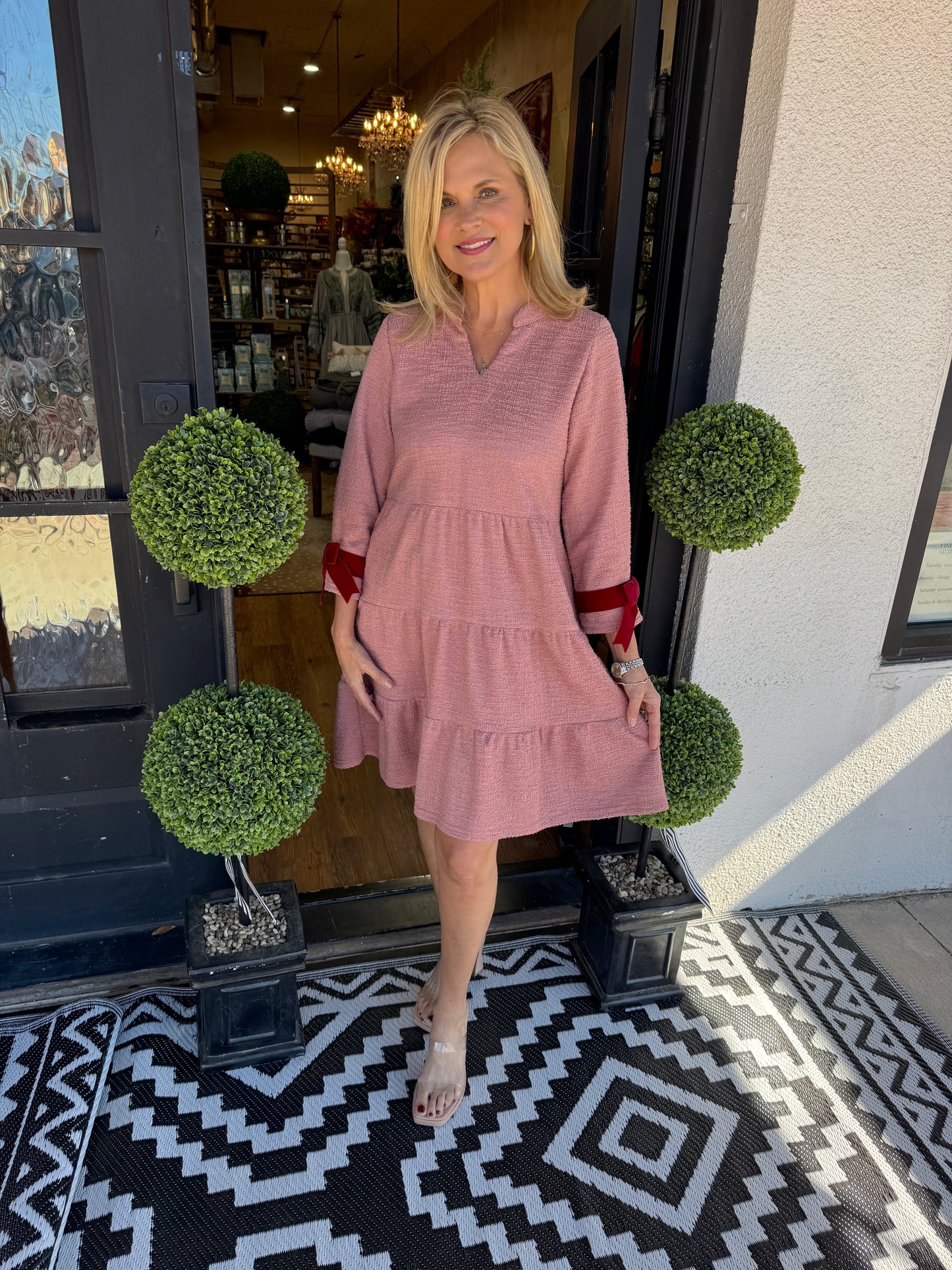 Ivy Jane Tiered Knit Dress W/ Bow