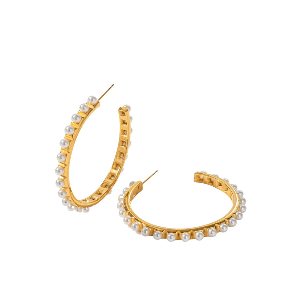 Phoebe Pearl Hoop Earrings