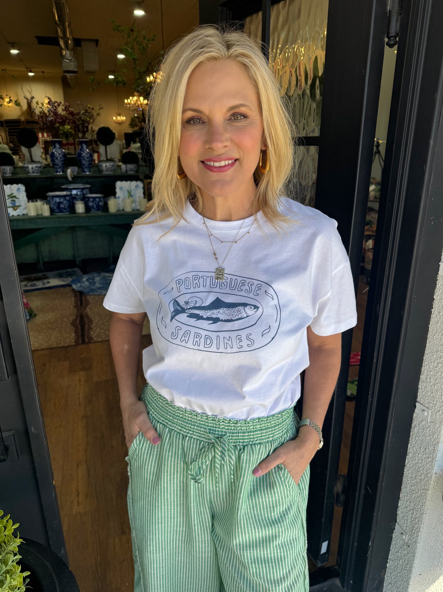 Kaylor Tee - Off White/Blue